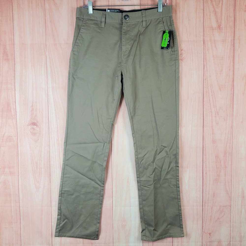 Volcom True To This Frickin Modern Stretch Straight Chino Pants Boys 30 Green